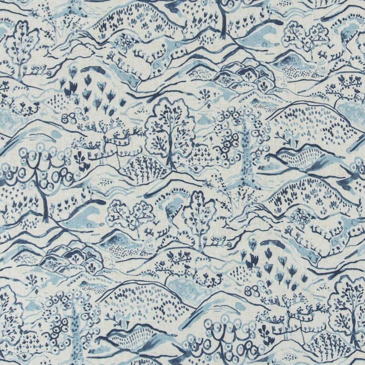 Blue Stain Resistant Performance Toile Print Upholstery Fabric by The Yard - SKU: Grace Indigo